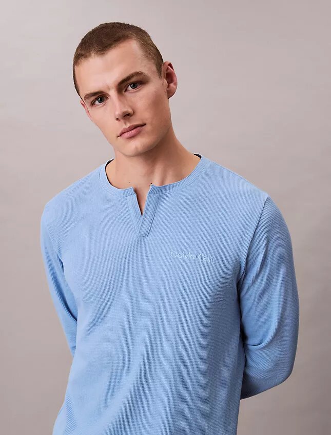 Waffle Knit Henley Sleep Tee Waffle Knit Henley Sleep Tee