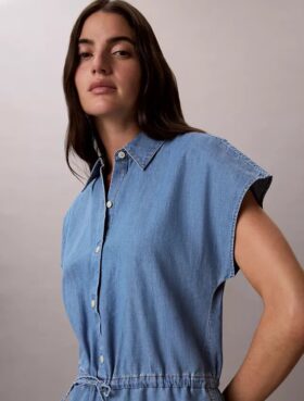 Washed Chambray Romper