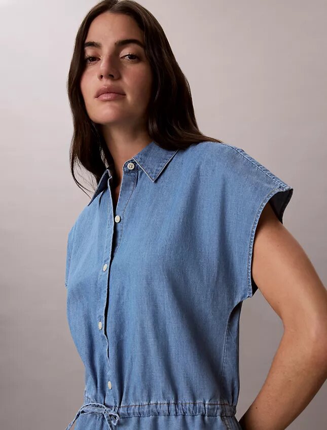 Washed Chambray Romper Washed Chambray Romper