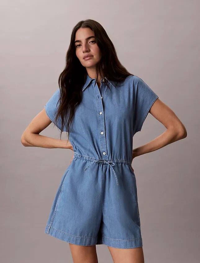 Washed Chambray Romper Washed Chambray Romper