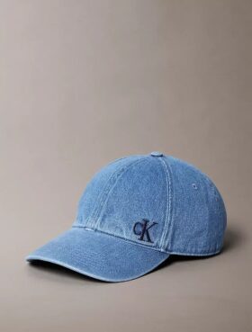 Washed Denim Embroidered Logo Baseball Cap