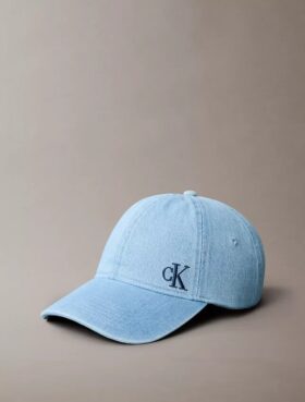 Washed Denim Embroidered Logo Baseball Cap