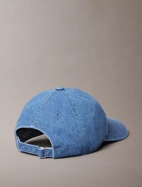 Washed Denim Embroidered Logo Baseball Cap