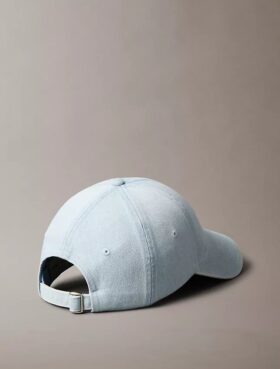 Washed Denim Embroidered Logo Baseball Cap