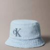 Washed Denim Embroidered Logo Bucket Hat