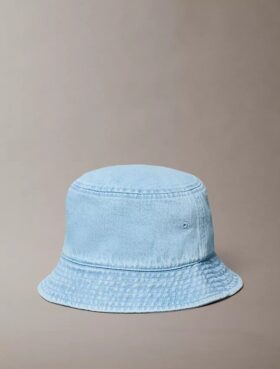 Washed Denim Embroidered Logo Bucket Hat