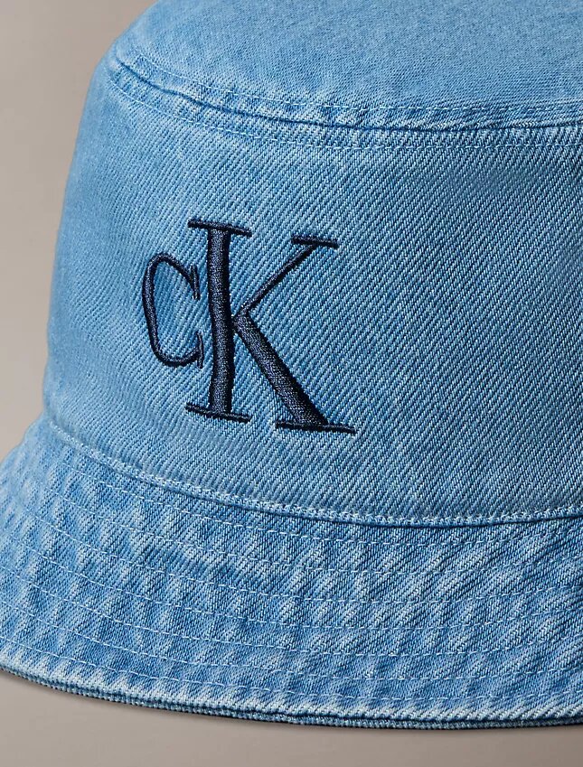 Washed Denim Embroidered Logo Bucket Hat Washed Denim Embroidered Logo Bucket Hat