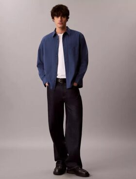 Washed Poplin Relaxed Button-Down Shirt