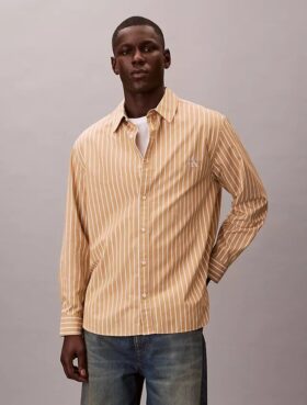 Washed Poplin Stripe Button-Down Shirt