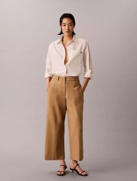 Wide Leg Cropped Chino Pant