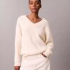 Wool Blend Boucle V-Neck Sweater Wool Blend Boucle V-Neck Sweater