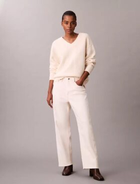Wool Blend Boucle V-Neck Sweater