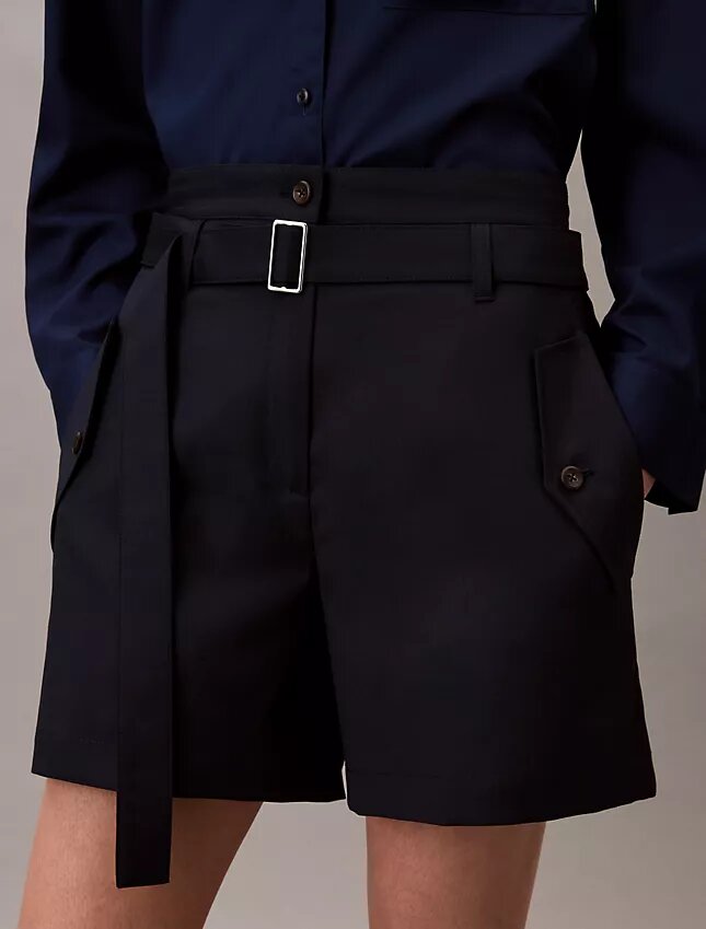 Wool Blend Herringbone Utility Shorts Wool Blend Herringbone Utility Shorts