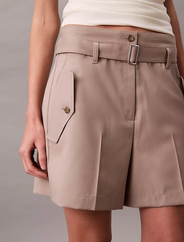 Wool Blend Herringbone Utility Shorts Wool Blend Herringbone Utility Shorts