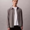 Wool Blend Relaxed Button-Down Shirt