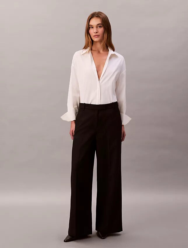 Wool Gabardine Wide Leg Trouser Wool Gabardine Wide Leg Trouser