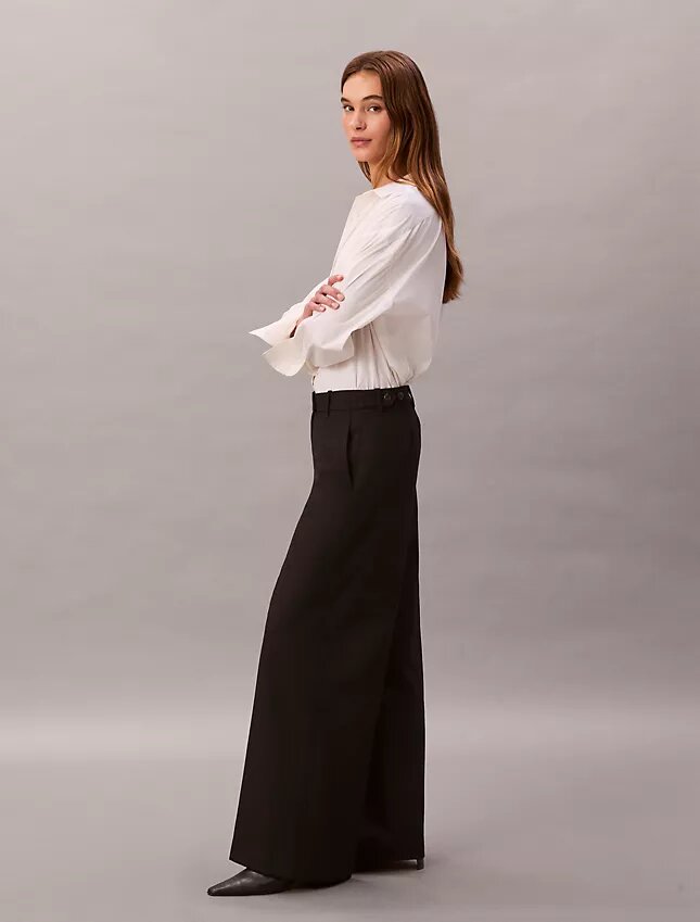 Wool Gabardine Wide Leg Trouser Wool Gabardine Wide Leg Trouser
