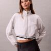 Woven Cropped Relaxed Track Jacket Woven Cropped Relaxed Track Jacket