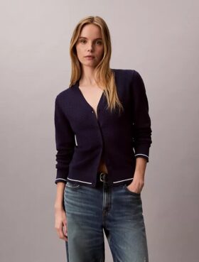 Woven Monologo Cable Cardigan