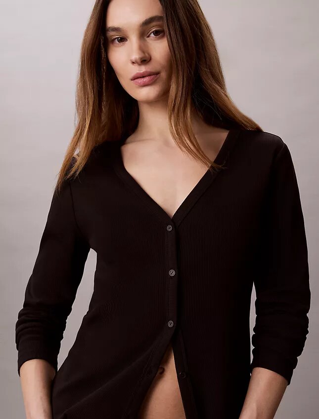 Woven Monologo Fine Rib Slim Cardigan Woven Monologo Fine Rib Slim Cardigan