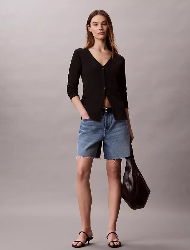 Woven Monologo Fine Rib Slim Cardigan Woven Monologo Fine Rib Slim Cardigan