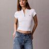 Woven Monologo Rib Quarter Zip Top Woven Monologo Rib Quarter Zip Top