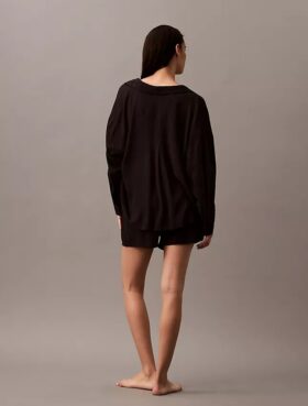 Woven Viscose Button-Down Sleep Shirt