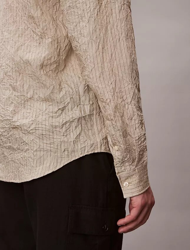 Yarn-Dyed Stripe Crinkle Relaxed Button-Down Shirt Yarn-Dyed Stripe Crinkle Relaxed Button-Down Shirt